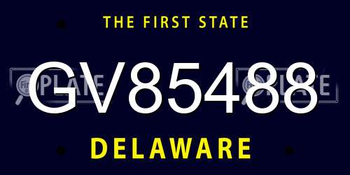 GV85488 Delaware License Plate