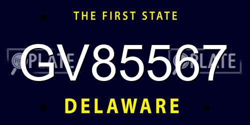 GV85567 Delaware License Plate