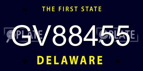 GV88455 Delaware License Plate