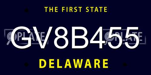 GV8B455 Delaware License Plate