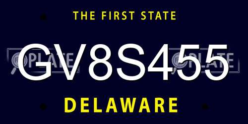 GV8S455 Delaware License Plate