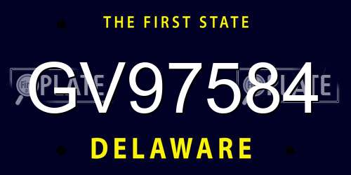 GV97584 Delaware License Plate