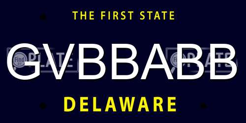 GVBBABB Delaware License Plate