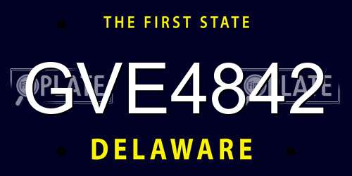 GVE4842 Delaware License Plate