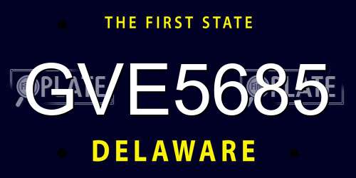 GVE5685 Delaware License Plate