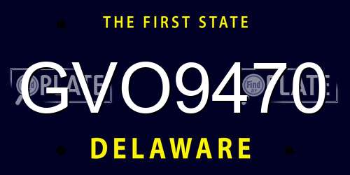 GVO9470 Delaware License Plate