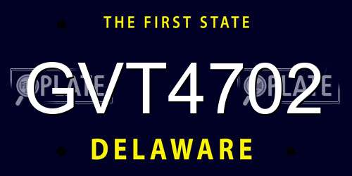 GVT4702 Delaware License Plate