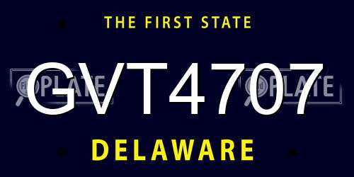 GVT4707 Delaware License Plate