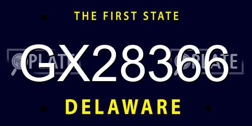 GX28366 Delaware License Plate