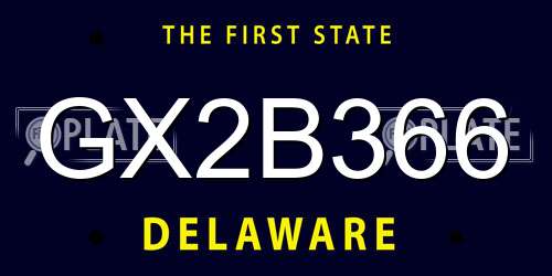 GX2B366 Delaware License Plate