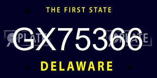 GX75366 Delaware License Plate