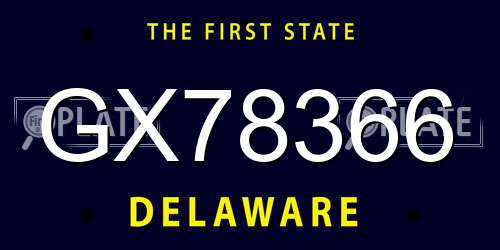 GX78366 Delaware License Plate