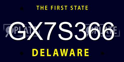 GX7S366 Delaware License Plate
