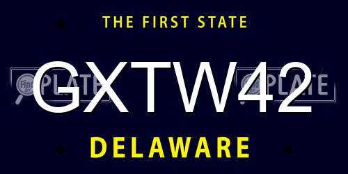 GXTW42 Delaware License Plate