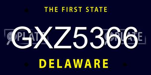 GXZ5366 Delaware License Plate