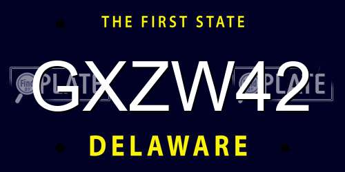 GXZW42 Delaware License Plate