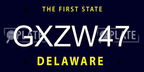 GXZW47 Delaware License Plate