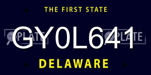 GY0L641 Delaware License Plate