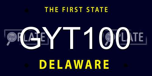 GYT100 Delaware License Plate