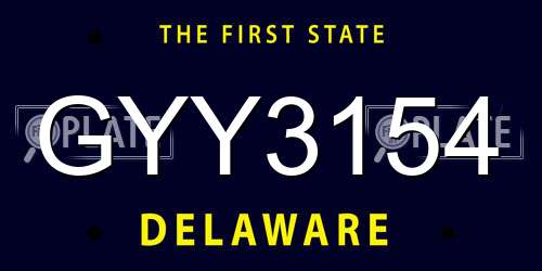 GYY3154 Delaware License Plate