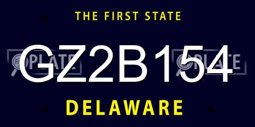 GZ2B154 Delaware License Plate