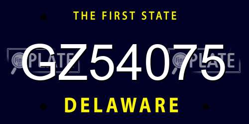 GZ54075 Delaware License Plate