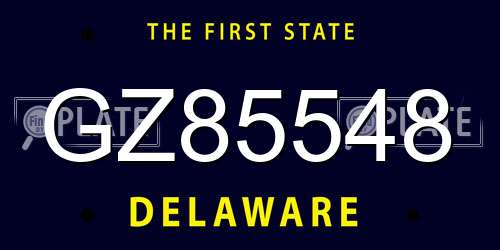 GZ85548 Delaware License Plate
