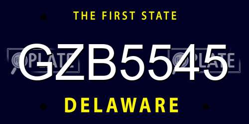 GZB5545 Delaware License Plate