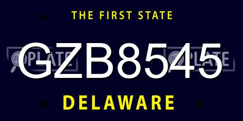 GZB8545 Delaware License Plate