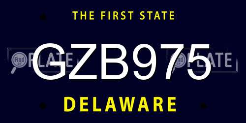GZB975 Delaware License Plate