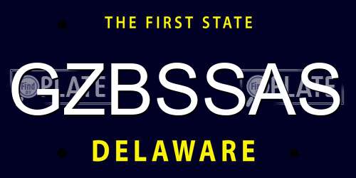 GZBSSAS Delaware License Plate