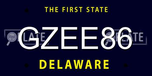 GZEE86 Delaware License Plate