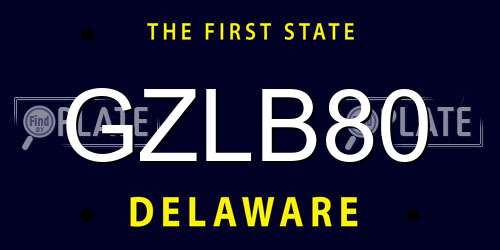 GZLB80 Delaware License Plate