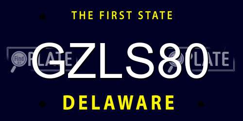 GZLS80 Delaware License Plate