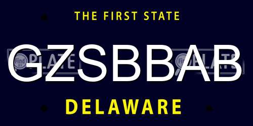 GZSBBAB Delaware License Plate