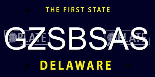 GZSBSAS Delaware License Plate