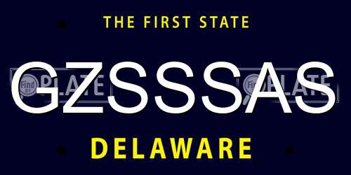 GZSSSAS Delaware License Plate