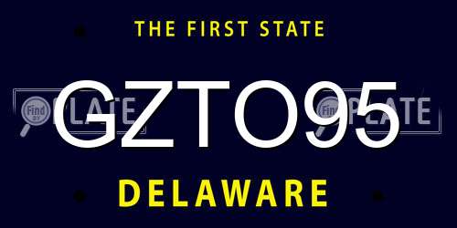 GZTO95 Delaware License Plate