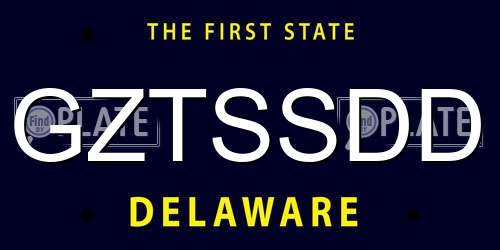 GZTSSDD Delaware License Plate