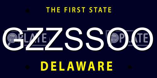 GZZSSOO Delaware License Plate