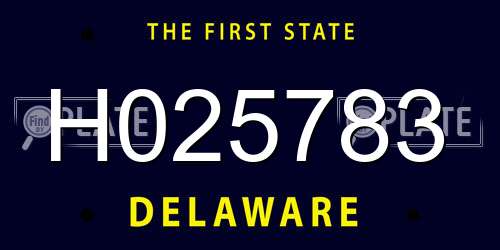 H025783 Delaware License Plate