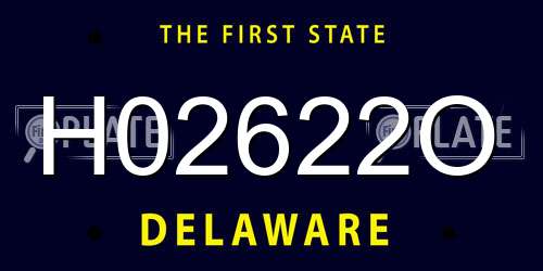 H02622O Delaware License Plate