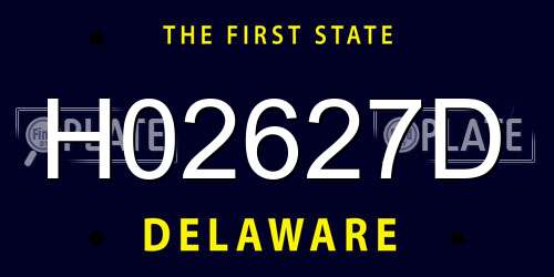 H02627D Delaware License Plate