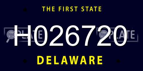 H026720 Delaware License Plate