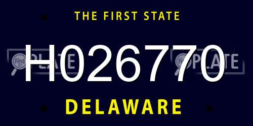 H026770 Delaware License Plate
