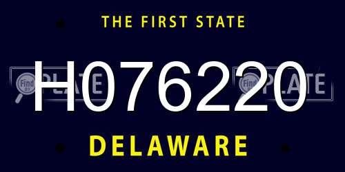 H076220 Delaware License Plate