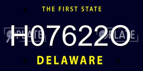H07622O Delaware License Plate