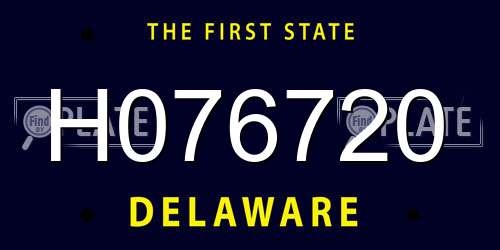 H076720 Delaware License Plate