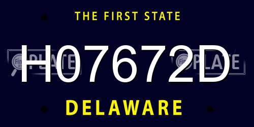 H07672D Delaware License Plate