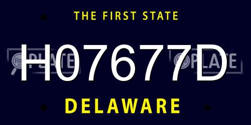 H07677D Delaware License Plate
